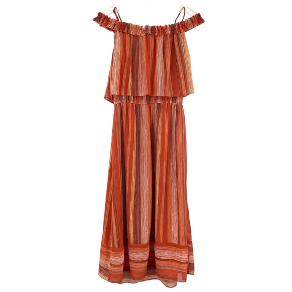 Mossimo Orange Off Shoulder Flowy Midi Dress - Picture 7 of 14